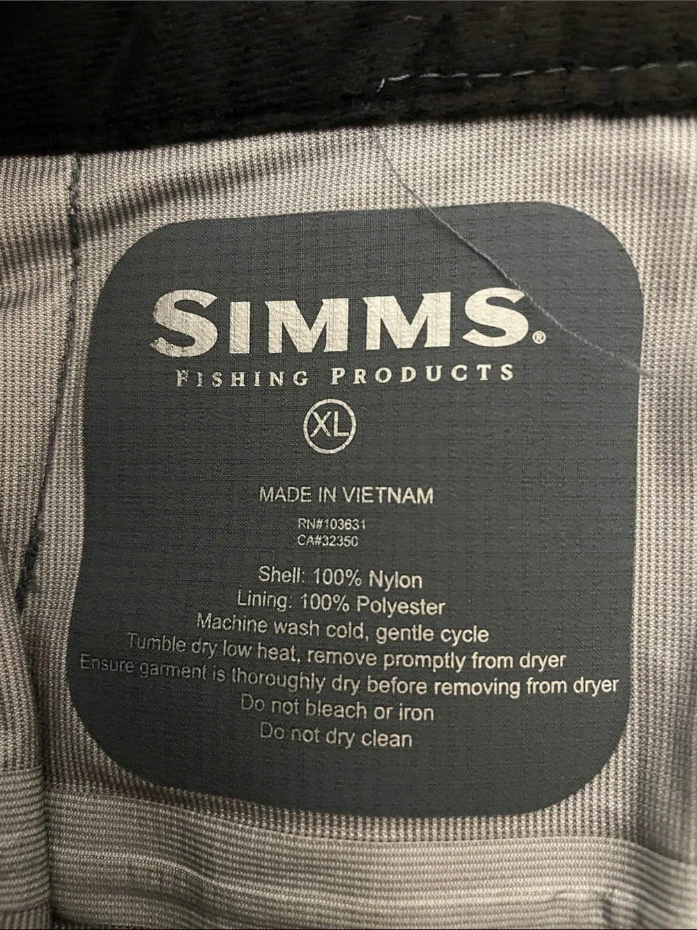 Simms Vapor Elite Rain Pants size XL Short